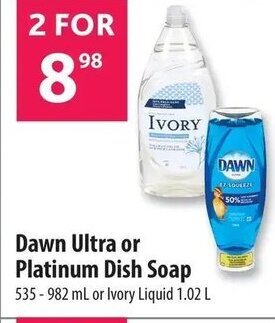 Co-op Dawn Ultra or Platinum Dish Soap offer