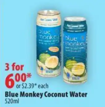London Drugs Blue monkey coconut water 520ml offer