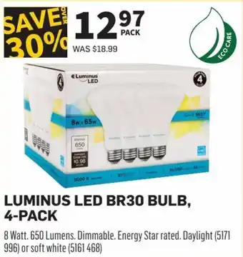 Co-op Luminus Led BR30 Bulb, 4-Pack offer