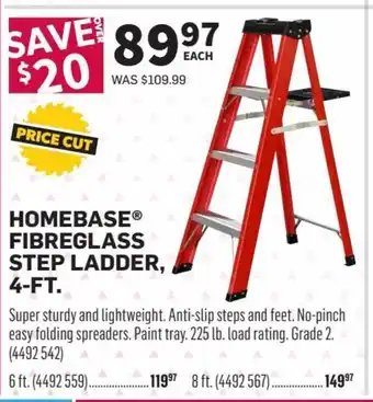 Co-op Homebase Fibreglass Step Ladder, 4-ft offer