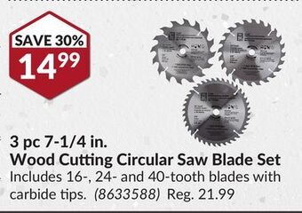 Princess Auto 3 pc 7-1/4 in. wood cutting circular saw blade set offer