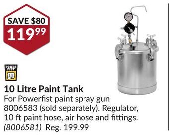 Princess Auto 10 litre paint tank for power fist paint spray gun offer