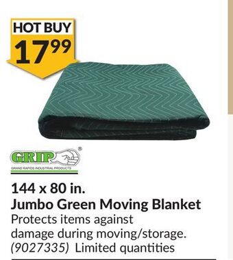 Princess Auto 144 x 80 in. jumbo green moving blanket offer