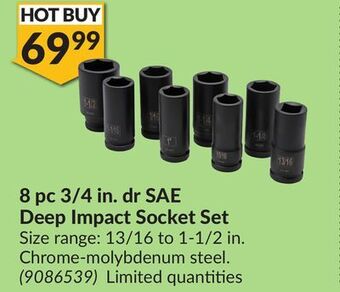 Princess Auto 8 pc 3/4 in. dr sae deep impact socket set offer