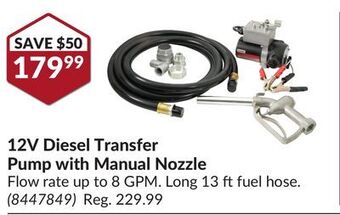 Princess Auto 12v diesel transfer pump with manual nozzle offer