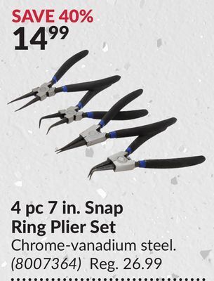 Princess Auto 4 pc 7 in. snap ring plier set offer