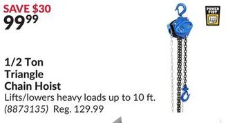 Princess Auto 1/2 ton triangle chain hoist offer