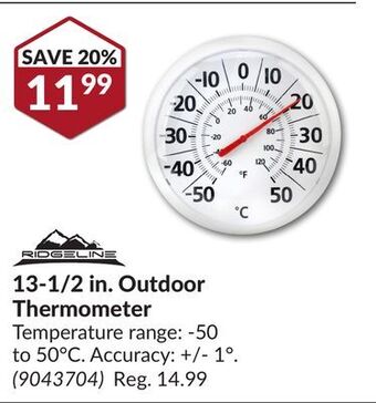 Princess Auto 13-1/2 in. outdoor thermometer offer