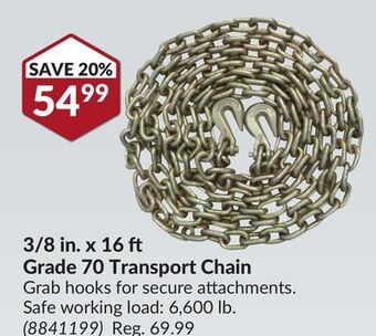 Princess Auto 3/8 in. x 16 grade 70 transport chain offer