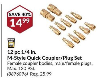 Princess Auto 12 pc 1/4 in. m-style quick coupler/plug set offer