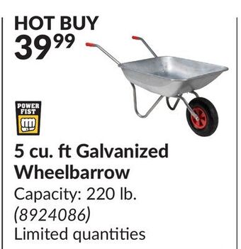 Princess Auto 5 cu. ft galvanized wheelbarrow offer