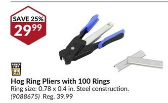 Princess Auto Hog ring pliers with 100 rings offer