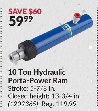 Princess Auto 10 ton hydraulic porta-power ram offer