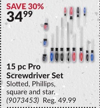 Princess Auto 15 pc pro screwdriver set offer