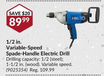 Princess Auto 1/2 in. variable-speed spade-handle electric drill offer
