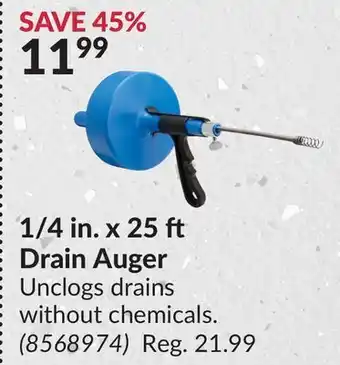 Princess Auto 1/4 in. x 25 drain auger offer