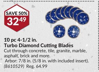 Princess Auto 10 pc 4-1/2 in. turbo diamond cutting blades offer