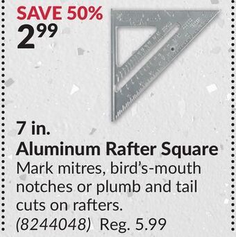 Princess Auto 7 in. aluminum rafter square offer