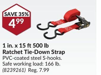 Princess Auto 1 in. x 15 ft500 lb ratchet tie-down strap offer