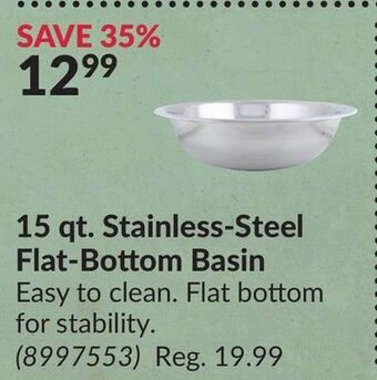 Princess Auto 15 qt. stainless-steel flat-bottom basin offer