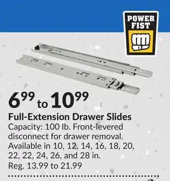 Princess Auto Full-extension drawer slides offer