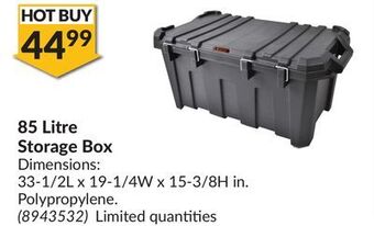 Princess Auto 85 litre storage box offer