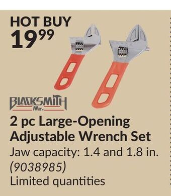 Princess Auto 2 pc large-opening adjustable wrench set offer