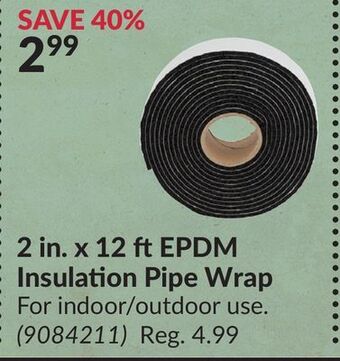 Princess Auto 2 in. x 12 ft epdm insulation pipe wrap offer