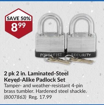 Princess Auto 2 pk 2 in. laminated-steel keyed-alike padlock set offer