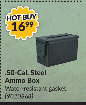 Princess Auto .50-cal. steel ammo box offer