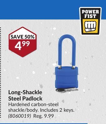 Princess Auto Long-shackle steel padlock offer