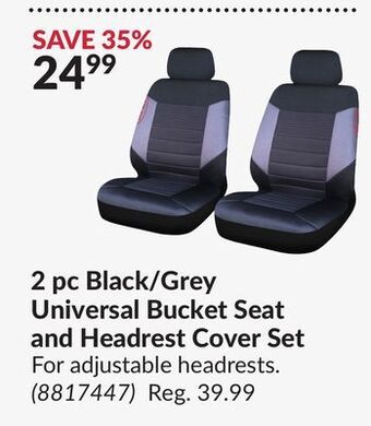 Princess Auto 2 pc black/grey universal bucket seat and headrest cover set offer