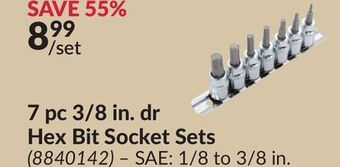 Princess Auto 7 pc 3/8 in. dr hex bit socket sets offer