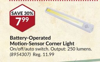 Princess Auto Battery-operated motion-sensor corner light offer