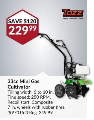 Princess Auto 33cc mini gas cultivator offer