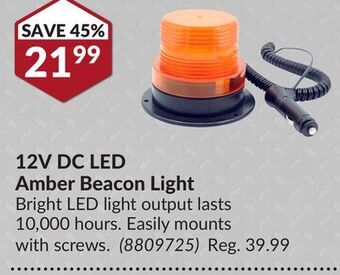 Princess Auto 12v dc led amber beacon light offer