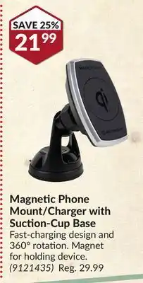 Princess Auto Magnetic phone mount/charger with suction-cup base offer