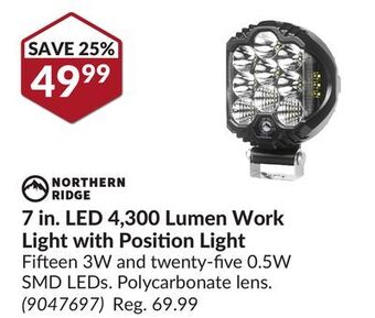 Princess Auto 7 in. led 4, 300 lumen work light with position light offer