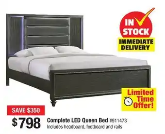 Complete led queen bed