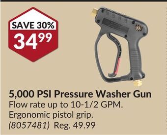 Princess Auto 5, 000 psi pressure washer gun offer