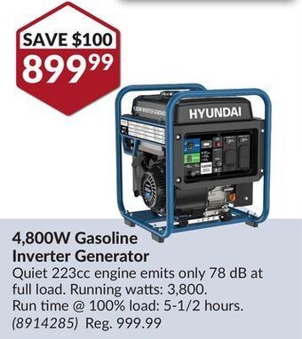Princess Auto 4, 800w gasoline inverter generator offer