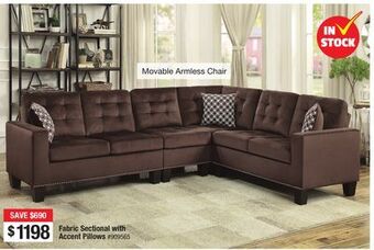 Bad Boy Superstore Fabric sectional with accent pillows offer