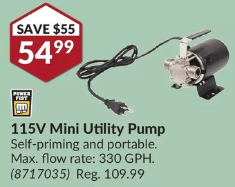 Princess Auto Power fist 115v mini utility pump offer