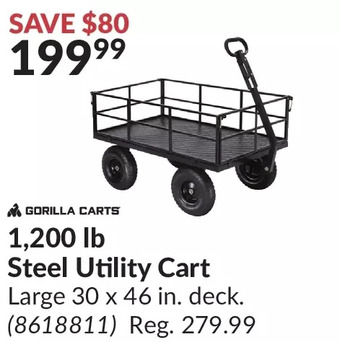 Princess Auto Gorilla carts 1,200 lb steel utility cart offer