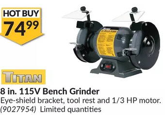 Princess Auto Titan 8 in. 115v bench grinder offer