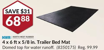 Princess Auto Nwr 4 x 6 ft x 5/8 in. trailer bed mat offer