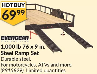 Princess Auto Evergear automotive 1,000 lb 76 x 9 in. steel ramp set offer