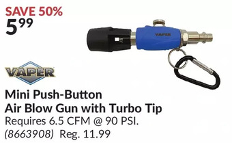 Princess Auto Vaper mini push-button air blow gun with turbo tip offer