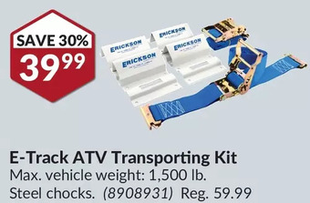 Princess Auto Erickson e-track atv transporting kit offer
