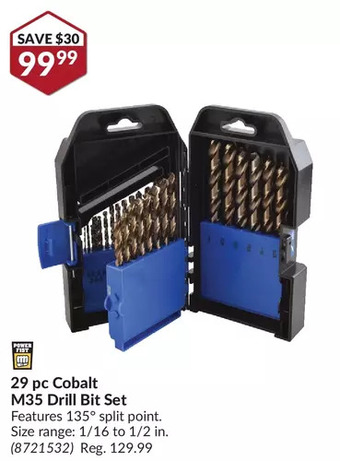 Princess Auto Power fist 29 pc cobalt m35 drill bit set offer